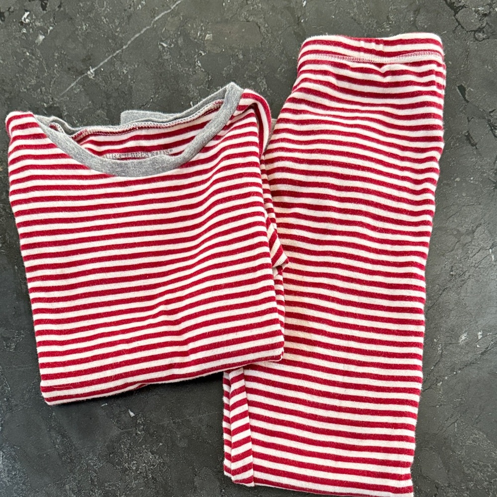 Unisex Burts Bees Striped Red and White Kids Pajama Set Christmas